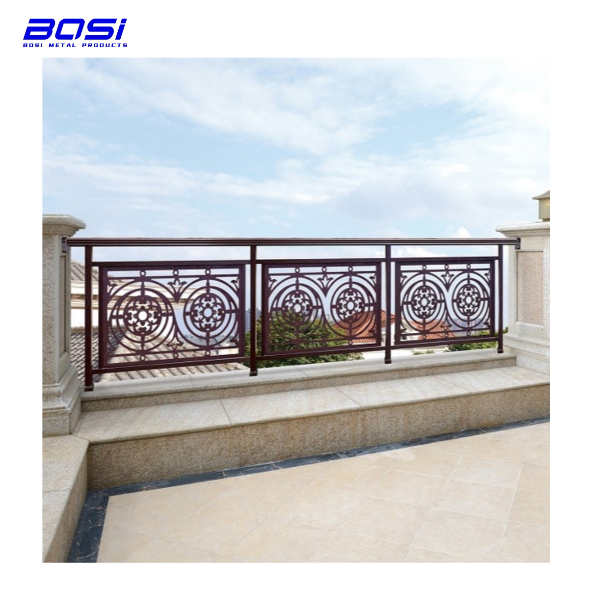 Garden Metal Customized Villa Deck Railing Aluminum Fence For Balcony Handrail Design