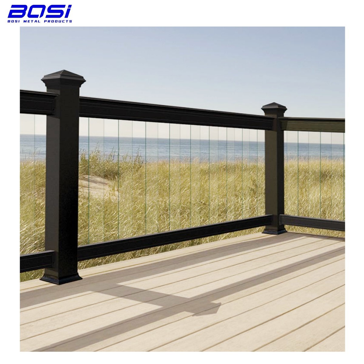 Best Price 2023 Stainless Steel Glass Railing For Wood Deck Handrail Metal Glass Balustrade