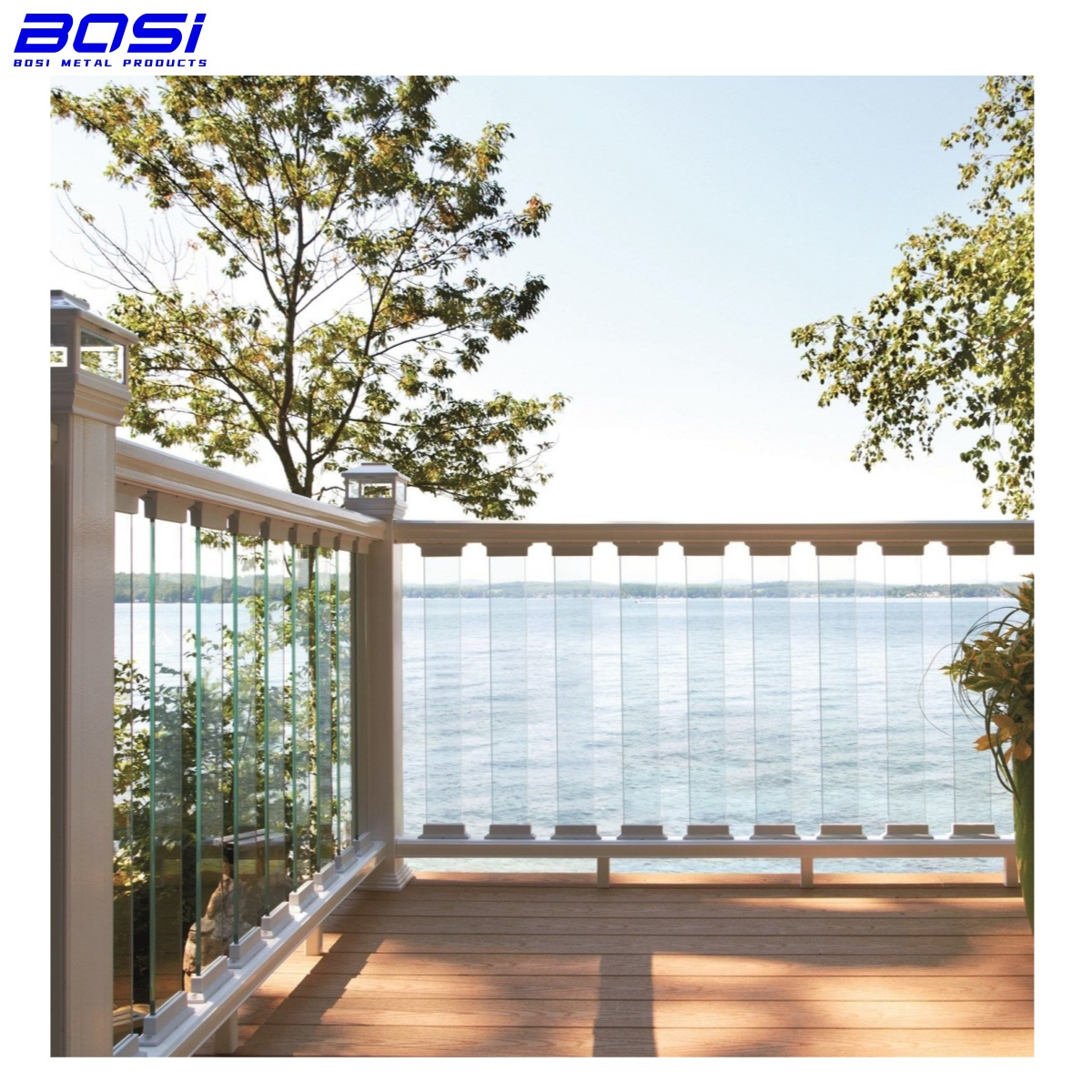 Best Price 2023 Stainless Steel Glass Railing For Wood Deck Handrail Metal Glass Balustrade