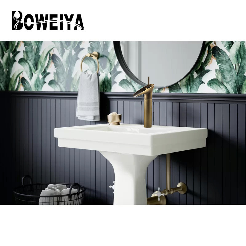 Boweiya CUPC High Quality Antique Copper Brass Single Hole Wash Basin Sets Waterfall Sink Faucet Kitchen Bathroom Faucets