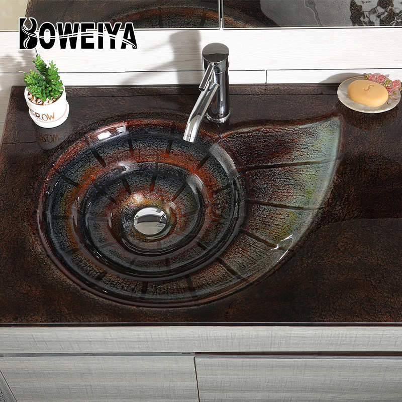 Boweiya Hotel Countertop European Washbasin Wall Units Combo Mirror Modern Bathroom Vanity Set Cabinet with Sink