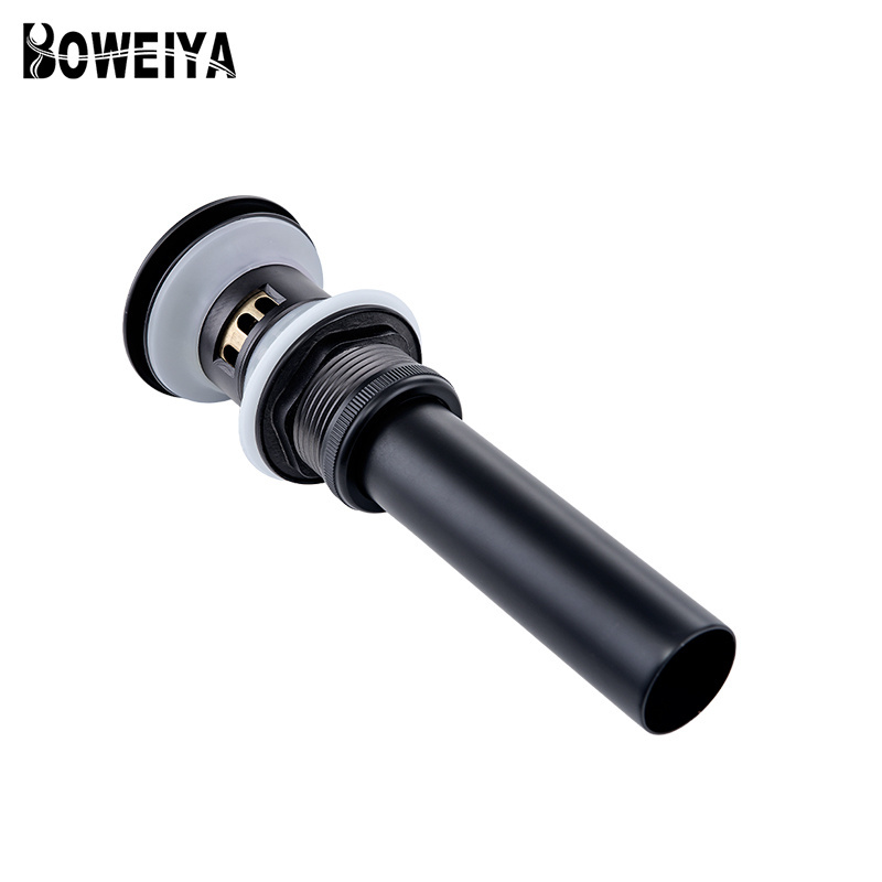 Hotel Bathtub Shower Bathroom Vessel Black Sewer Drain Strainer Brass Water Pipe Drain Plugs Pop Up Drain Stopper with Overflow