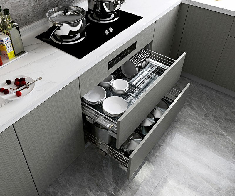 New Professional Designs Custom made Wooden Grain Aluminium cupboard kitchen cabinet