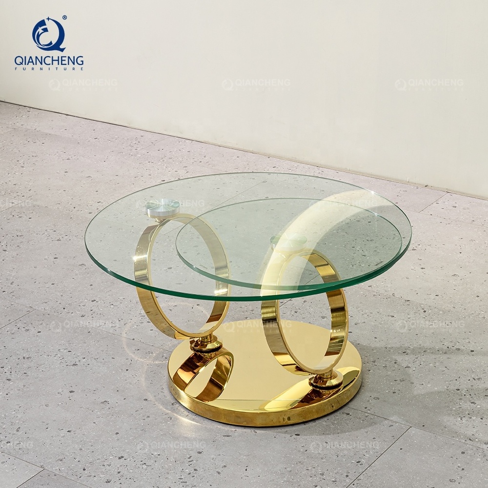 QIANCHENG rotating tea table fiber glass factory direct sales wholesale price smart customized adjustable luxury coffee table