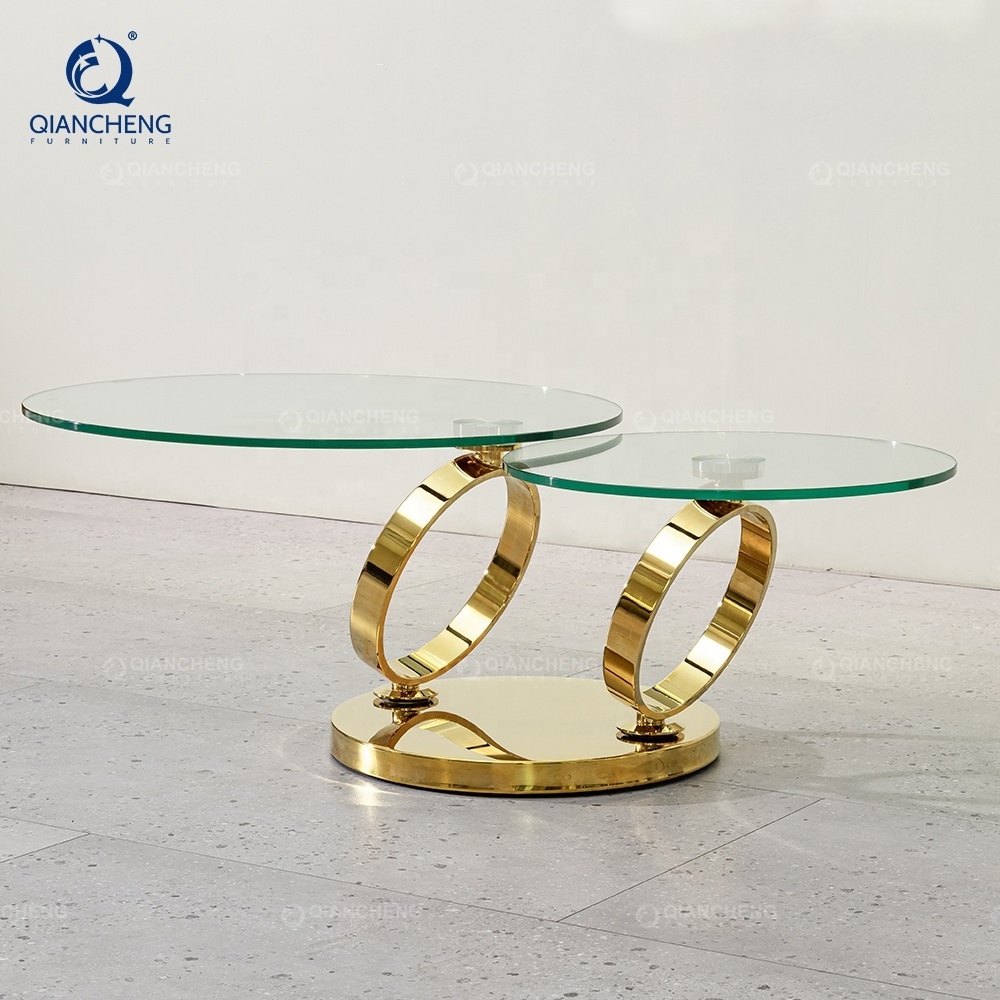 QIANCHENG rotating tea table fiber glass factory direct sales wholesale price smart customized adjustable luxury coffee table