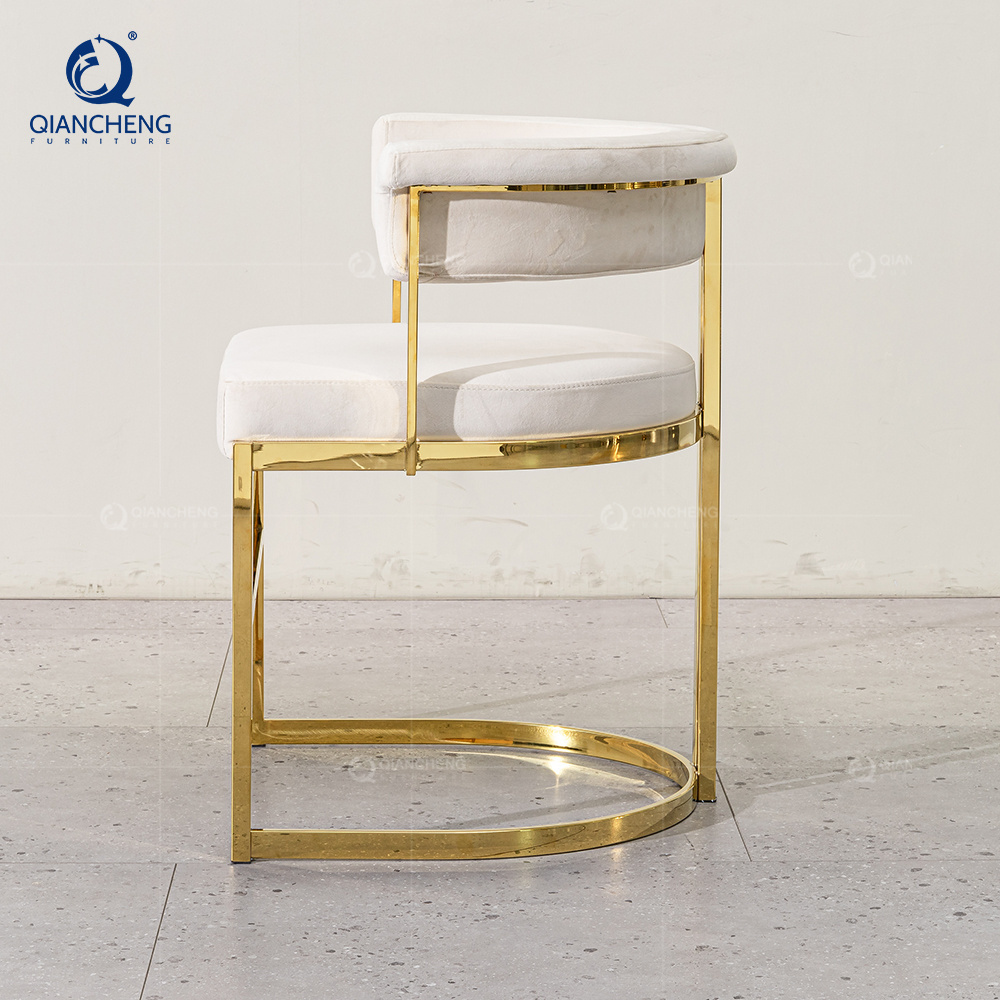 QIANCHENG stainless steel dinner room furniture foshan supplier dinning chairs modern chrome gold luxury dining chair