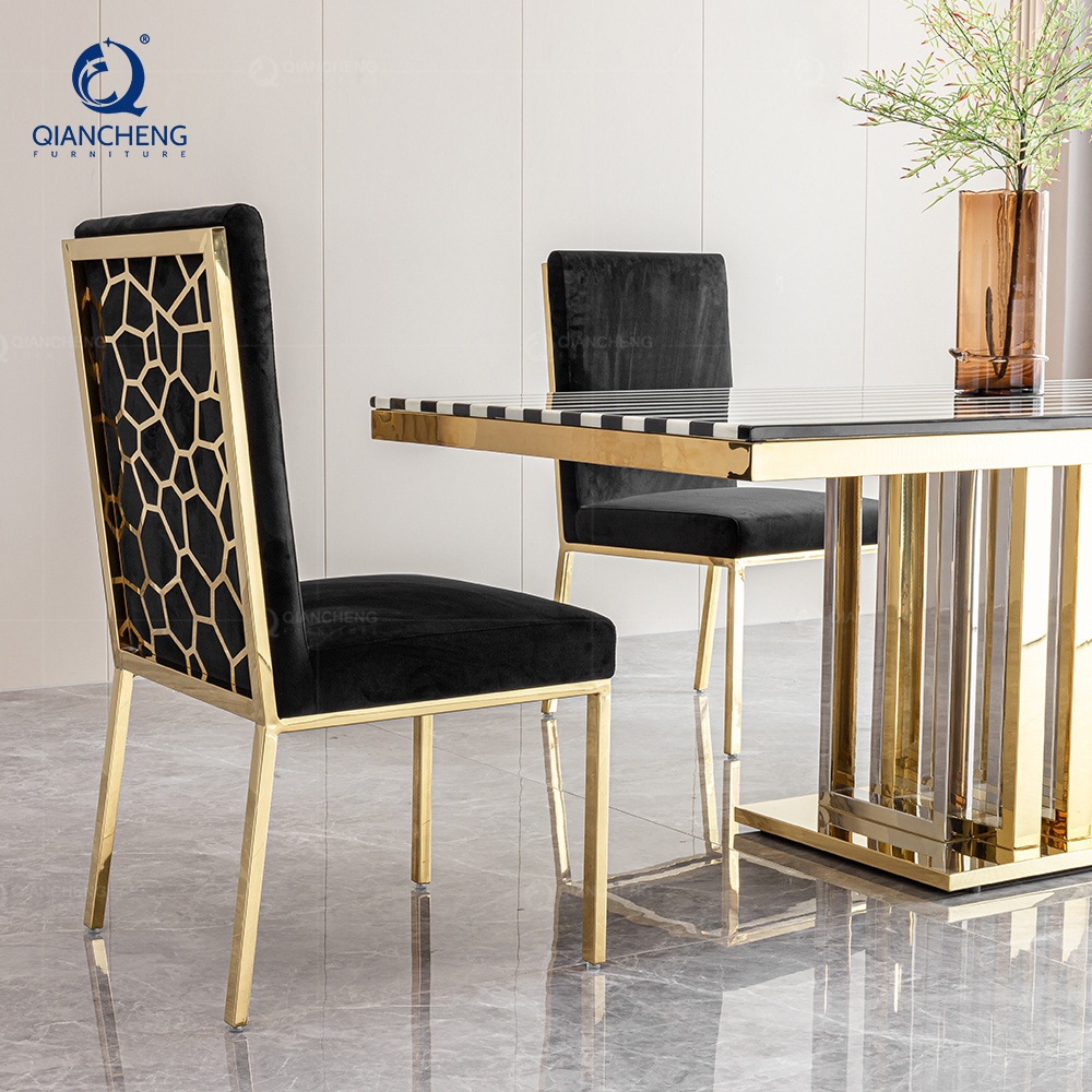 Wholesale high gloss marble dinning room set italian daining large luxury gold wedding dining chairs and tables