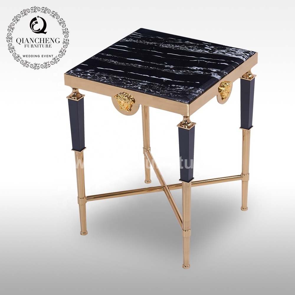 2020 new design black marble top golden stainless steel side table