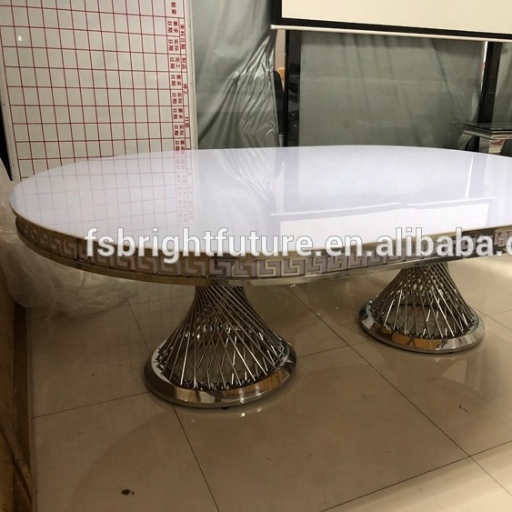 Top end stainless steel luxury long oval shape hotel banquet event used wedding dining table