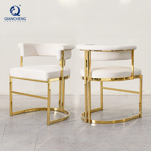 QIANCHENG stainless steel dinner room furniture foshan supplier dinning chairs modern chrome gold luxury dining chair