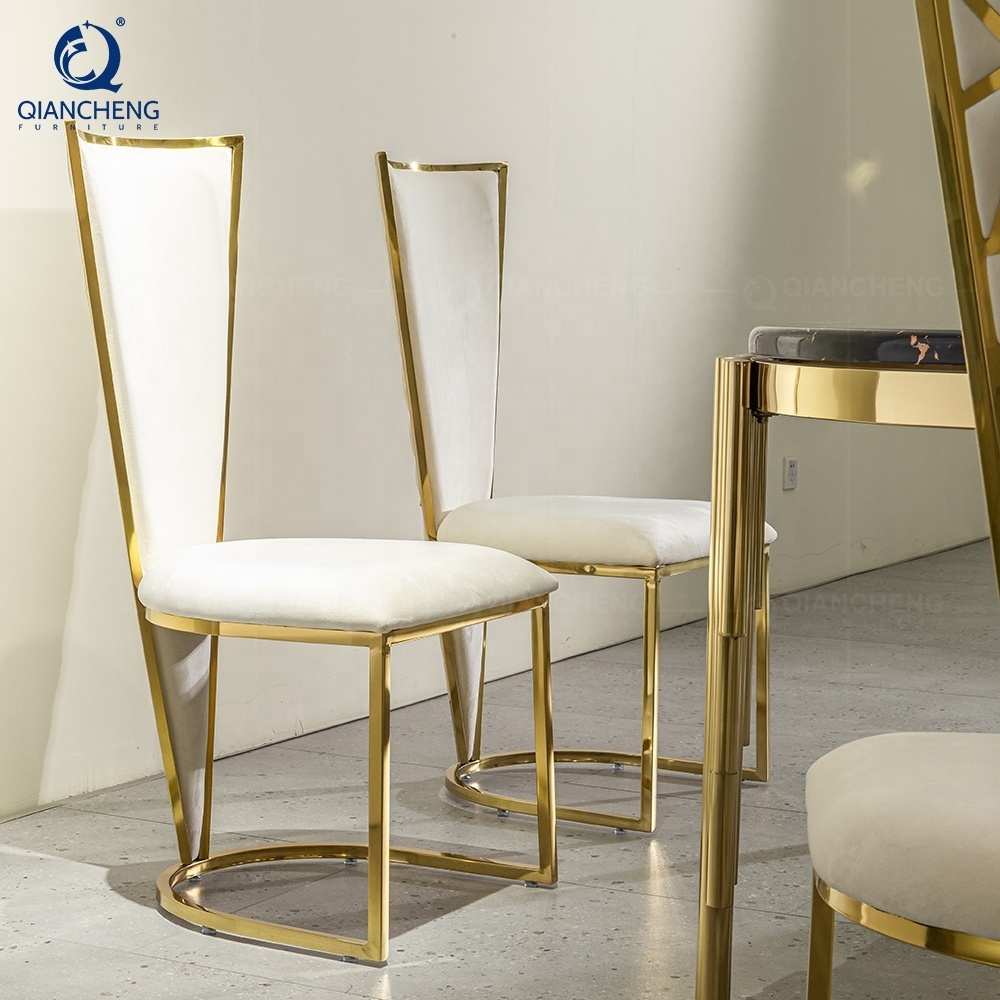 QIANCHENG 2023 hot selling white fabric dining chair foshan furniture supplier dinning chairs luxury upholstery sherpa silla