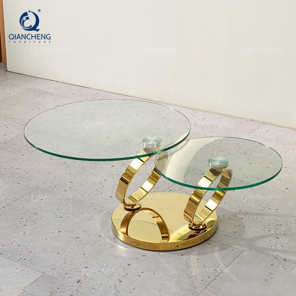 QIANCHENG rotating tea table fiber glass factory direct sales wholesale price smart customized adjustable luxury coffee table