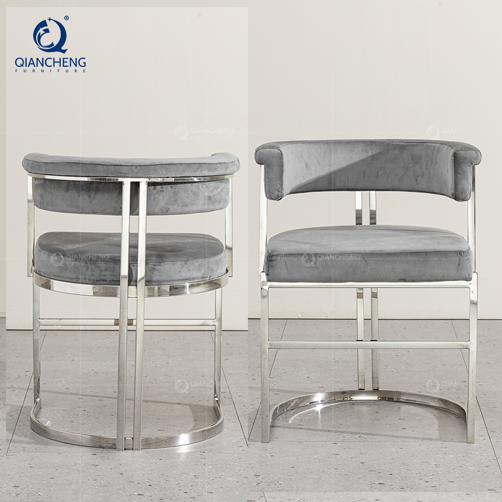 QIANCHENG stainless steel dinner room furniture foshan supplier dinning chairs modern chrome gold luxury dining chair