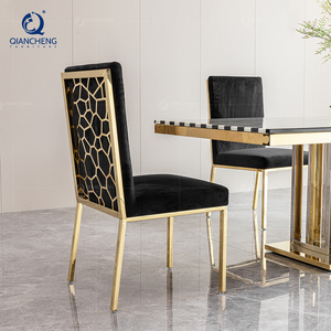 QIANCHENG pretty black velvet luxury restaurant dinning chairs wholesale price latest design events hotel dining wedding chair