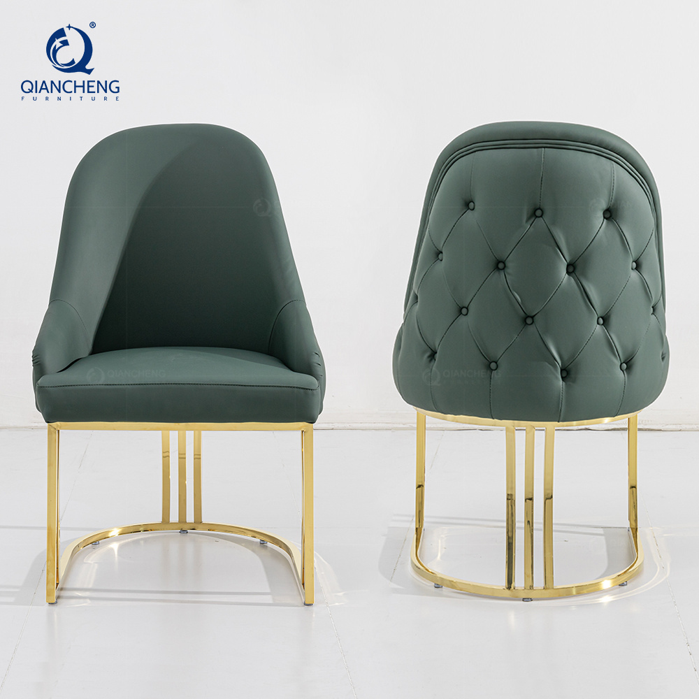 QIANCHENG chaise de luxe european furniture occasionally dine chairs light luxury emerald green event dining arm chair