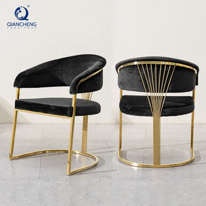 QIANCHENG modern leisure dine room black velvet european style luxury italian design restaurant furniture dining chairs