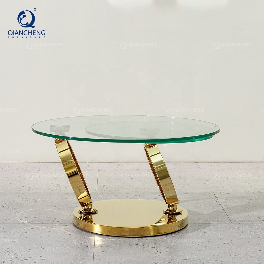 QIANCHENG rotating tea table fiber glass factory direct sales wholesale price smart customized adjustable luxury coffee table