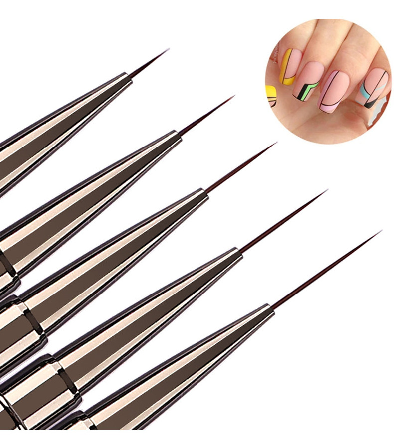 Professional Metal Handle Nail Liner Brushes 12mm 15mm Private Label Nail Art Fine Drawing Brush Longe Striping Nail Brush