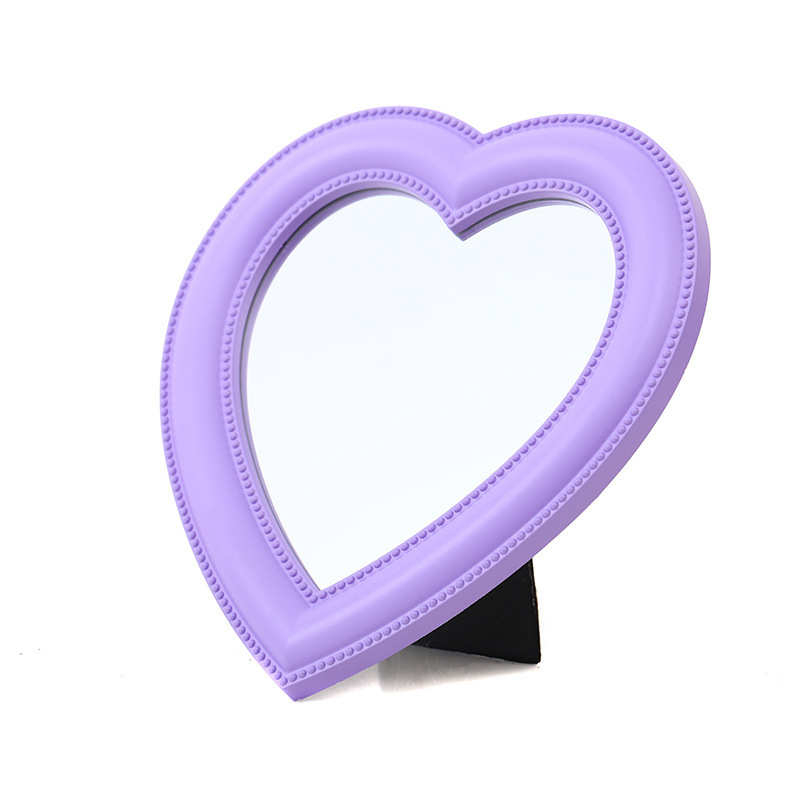 Pink Heart Shaped Makeup Mirror Custom Logo Tabletop Wall Mirror Vanity Mirror