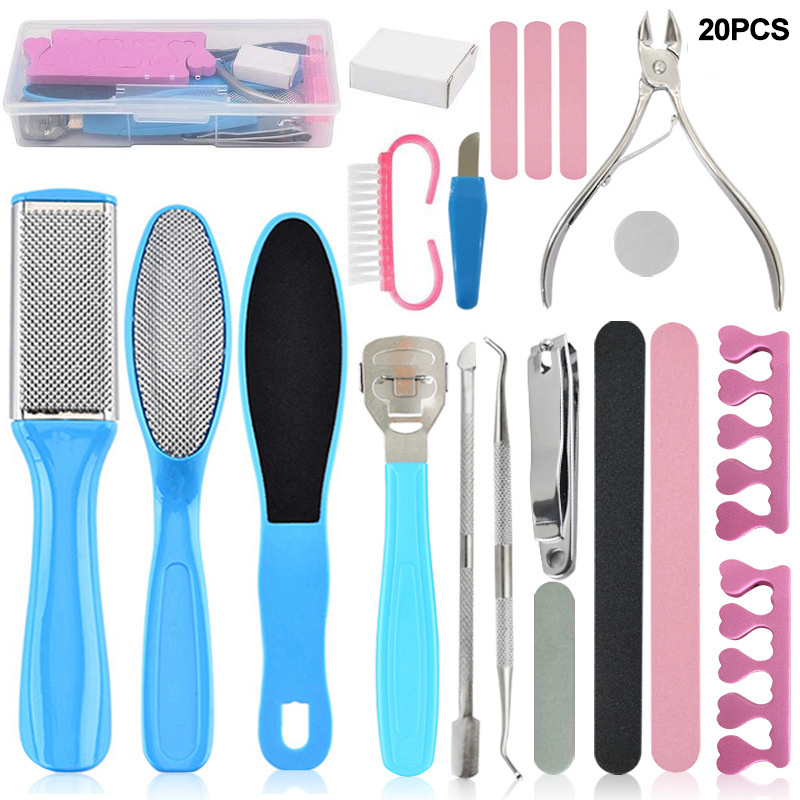 Professional Pedicure Tools Set 27 in 1 Stainless Steel Foot Care Kit Foot Rasp Dead Skin Remover Pedicure Kit