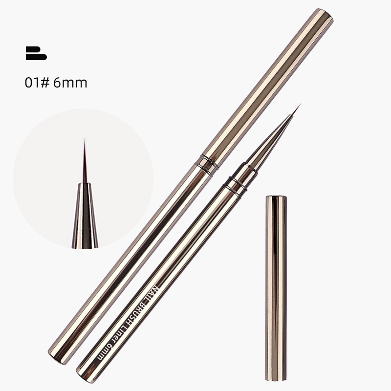 Professional Metal Handle Nail Liner Brushes 12mm 15mm Private Label Nail Art Fine Drawing Brush Longe Striping Nail Brush