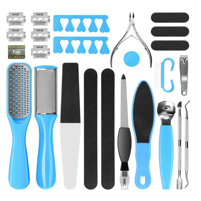 Professional Pedicure Tools Set 27 in 1 Stainless Steel Foot Care Kit Foot Rasp Dead Skin Remover Pedicure Kit