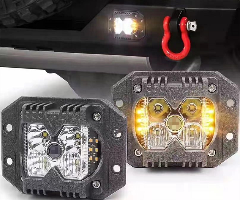 4 Inch 50W LED Work Light Glow Three Sides Driving Car Fog Front Bumper Headlights Offroad For light