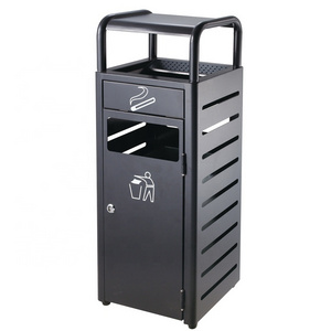 High Quality Stainless Steel Wholesale Hotel Lobby Garbage Bin Metal Recycle Trash can with Ashtray Top