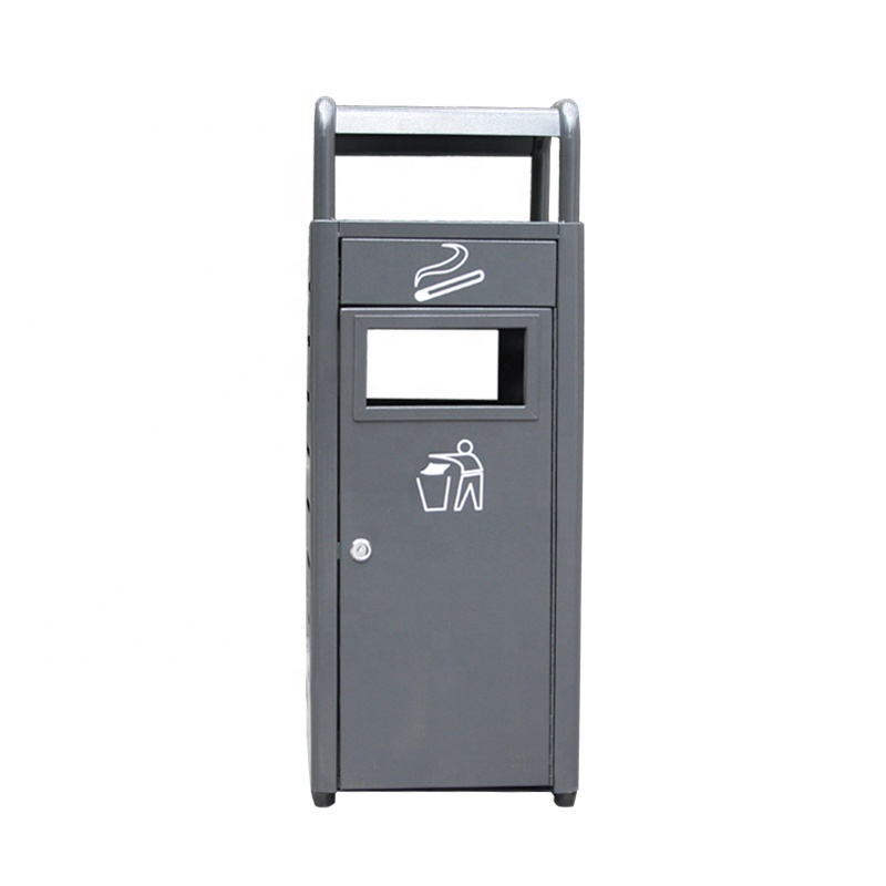 High Quality Stainless Steel Wholesale Hotel Lobby Garbage Bin Metal Recycle Trash can with Ashtray Top