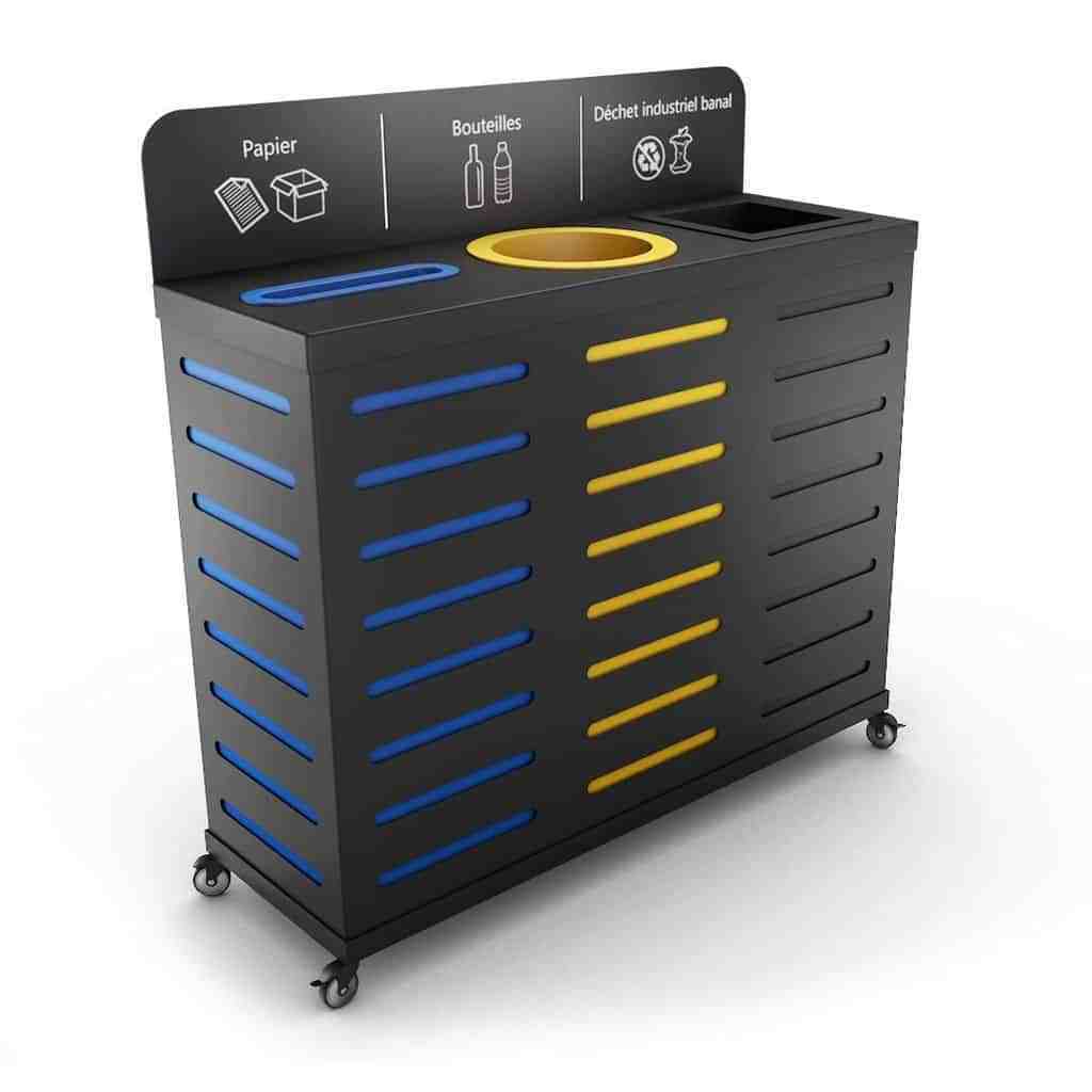 Garbage Double Bins Dual Recycle 60L Office Waste Basket Metal  Recycling Custom Modern big Design 2 1 Dustbin Trash Can Big