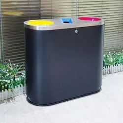 stainless steel dumpster indoor Metal airport recycling waste bin 3 compartments trash can