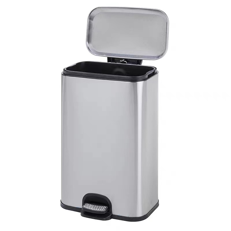 cans kitchen stainless steel metal pedal black square 13 gallon 50l household recycling 50 with foot commercial hotel trash can