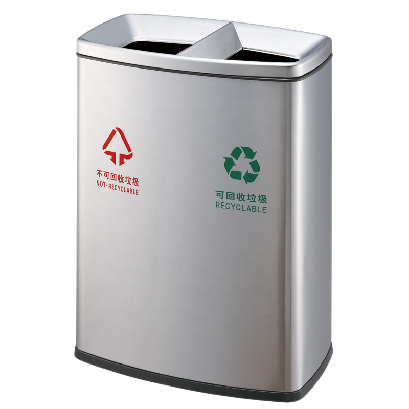 Commercial Shopping Mall Office Building Stainless Steel Recycling Trash Bin/dustbin Ashbin 3 In1