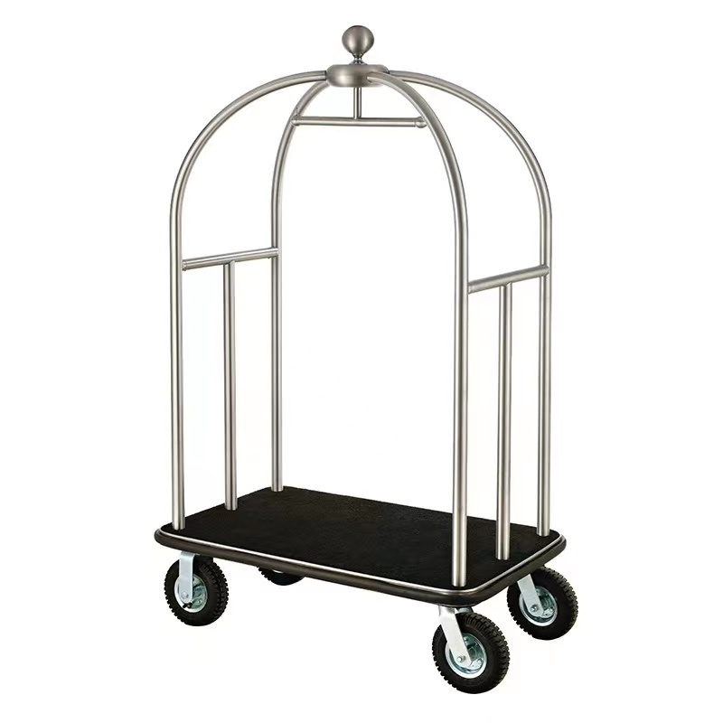 Gold plated hotel birdcage airport luggage cart bellboy luggage trolley