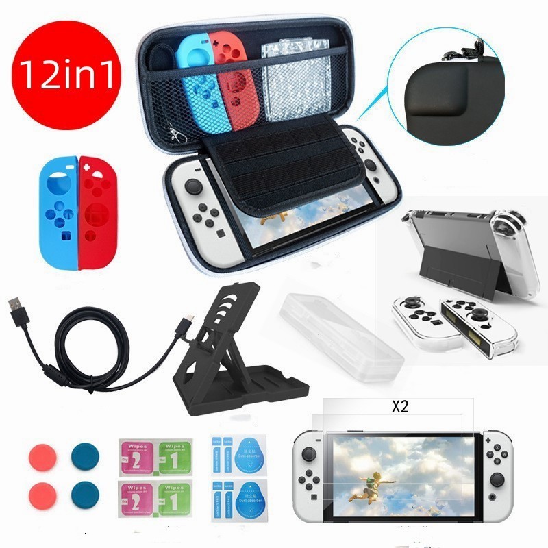 for Switch OLED Carrying Case Bag + Shell Cover + Tempered Glass Protector for Nintendo Switch OLED Accessories