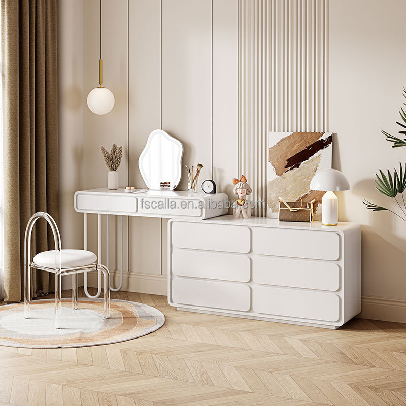 Modern Style Bedroom Wood Extendable Make Up Cabinet Adjustable Mirror Dresser with Stool Dressing Tables furniture