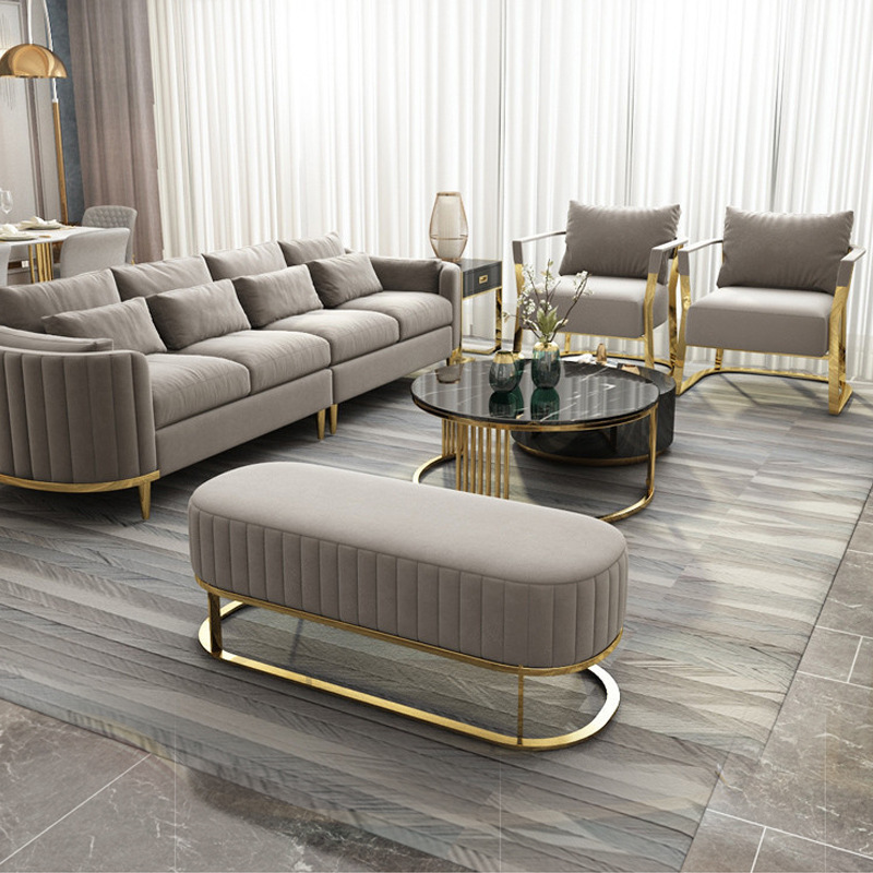 Modern Living Room Upholstery Velvet Sofa set Tufted Designer Accent Golden  luxury office reception sofa chair