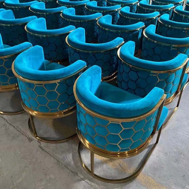 2023 Light Luxury Unique Dining Chair modern Upholstered velvet dining chairs with gold stainless steel base