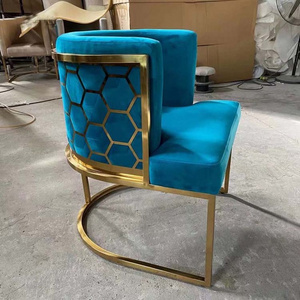 2023 Light Luxury Unique Dining Chair modern Upholstered velvet dining chairs with gold stainless steel base