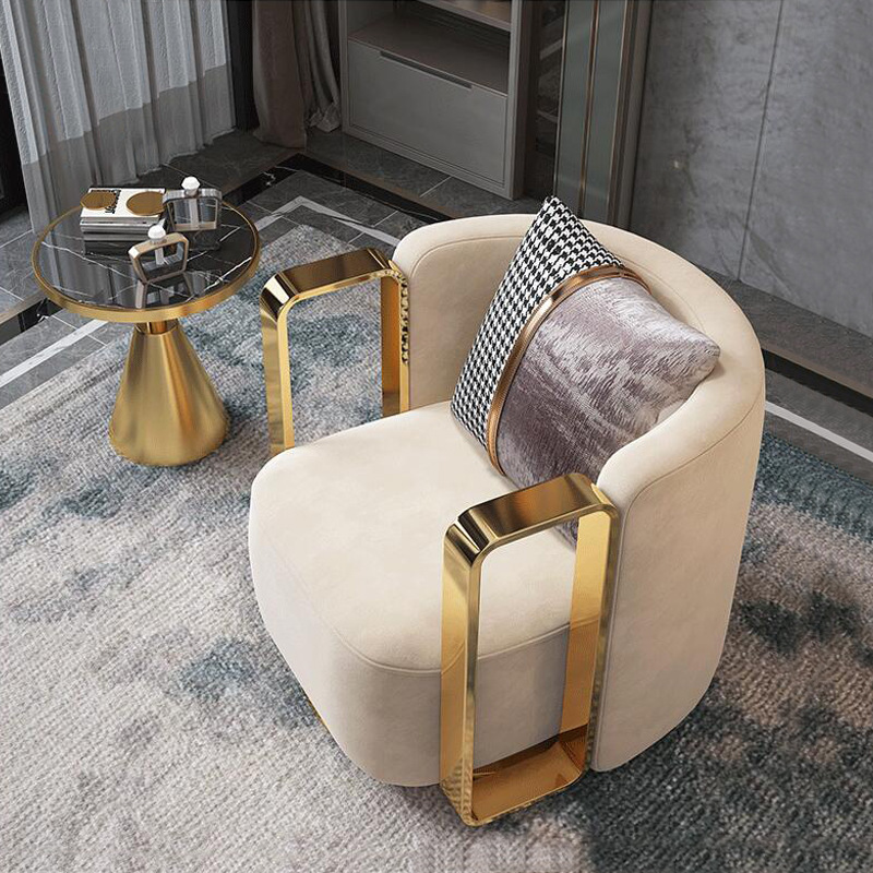 Modern fabric lounge swivel armchair luxury gold metal frame velvet single sofa chair for living room furniture