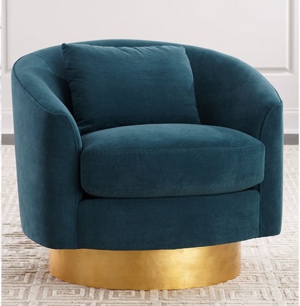 Luxury living room velvet chair with gold stainless steel base modern fabric Hayworth Swivel Chair set furniture