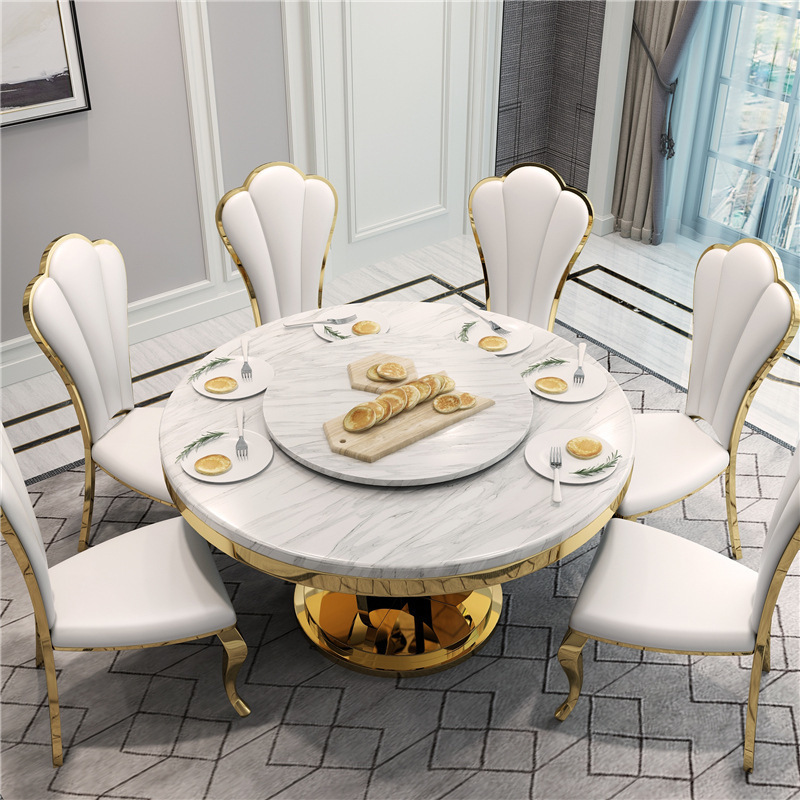 2024 Luxury elegant modern Leather Upholstered Gold Metal Dining Chair dining room furniture