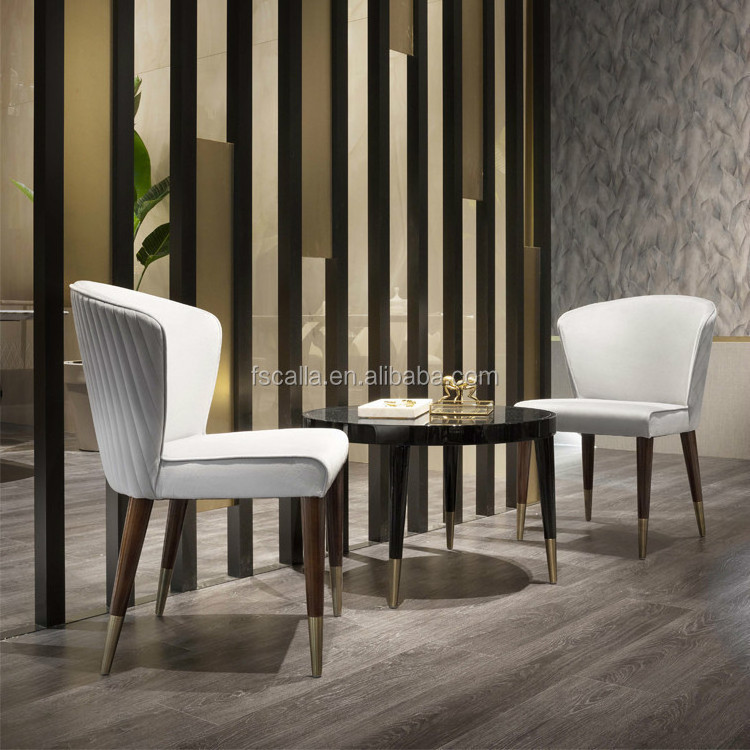 Modern upholstery restaurant and cafe shop wooden dining chair with metal cover for dining room furniture