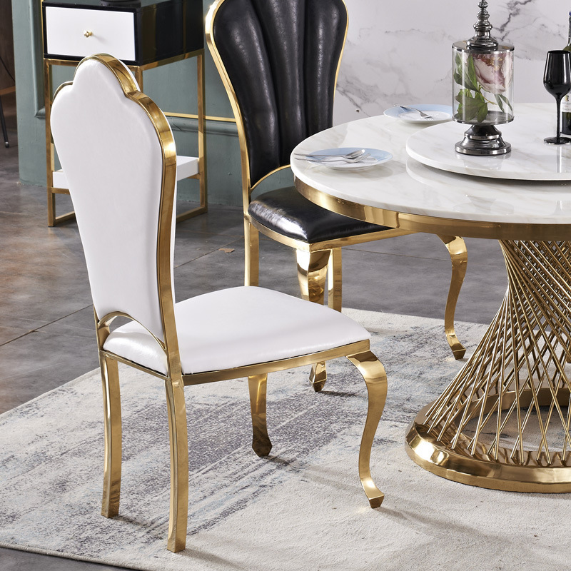 2024 Luxury elegant modern Leather Upholstered Gold Metal Dining Chair dining room furniture