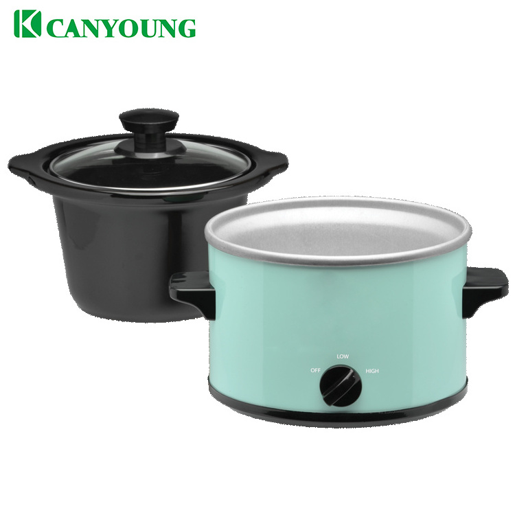 Kitchen Appliances Germany Standard ETL Electric GREEN color Crock ceramic pot 1.5L Round Manual Mini Slow Cooker