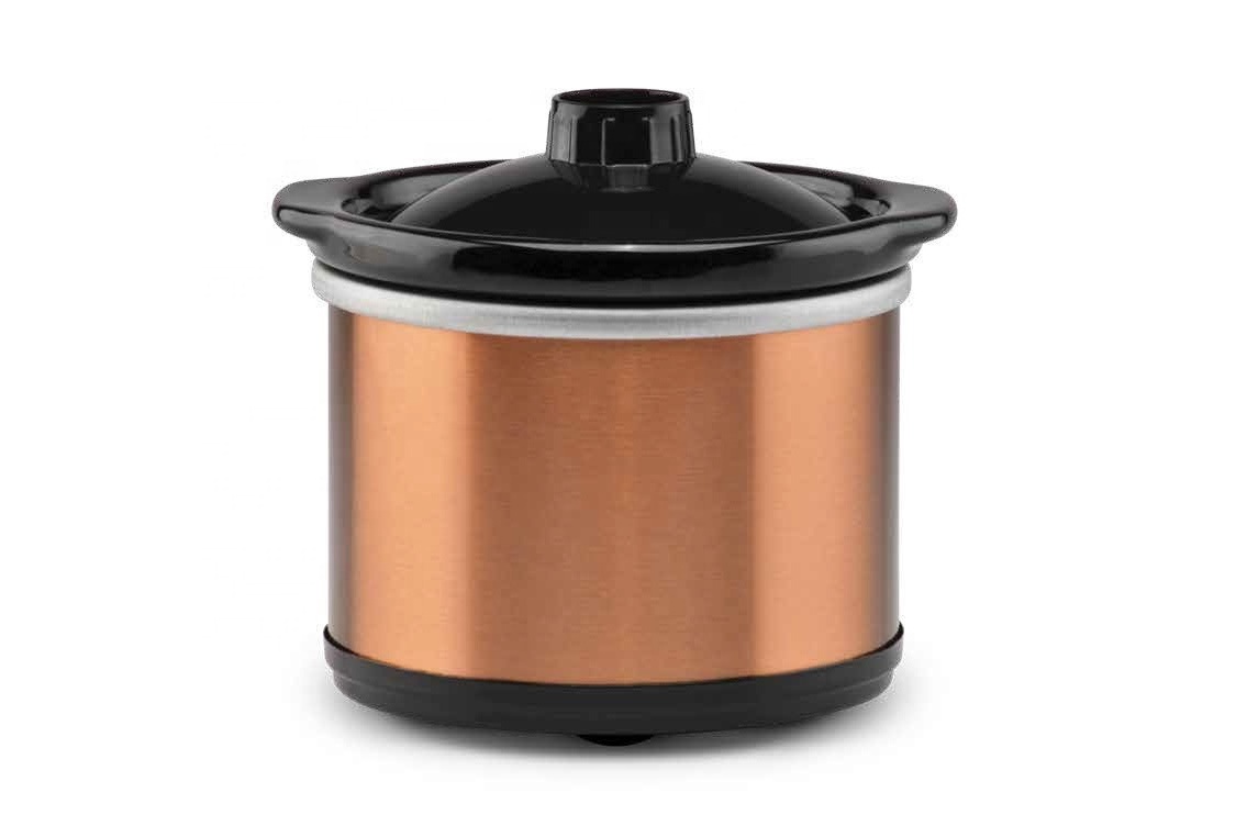 0.65L Capacity Round Ceramic Slow cooker with glass lid and printing pattern housing