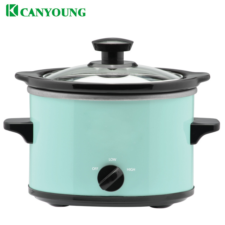 Kitchen Appliances Germany Standard ETL Electric GREEN color Crock ceramic pot 1.5L Round Manual Mini Slow Cooker