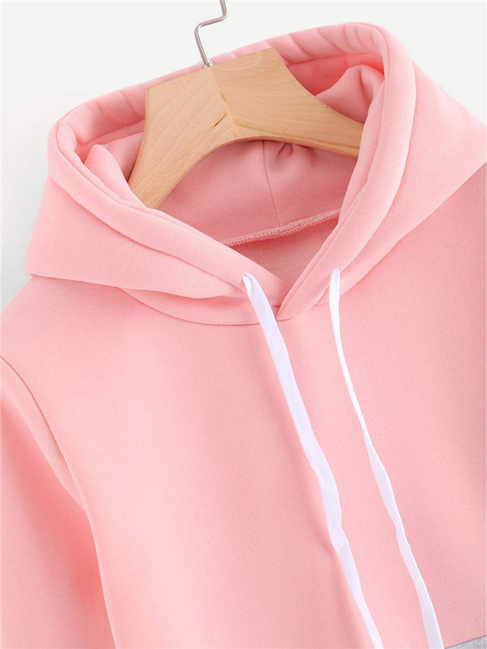 Factory Price Sublimation Sweater Two Tone womens Winter Jerseys pink Hoodie custom logo 2 pockets hoody