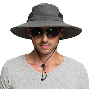 Custom Waterproof Fishing Boonie Bucket Hat UV Wide Brim Sun The Fisherman Hat With Strings Sun Hats For Men protection Bulk