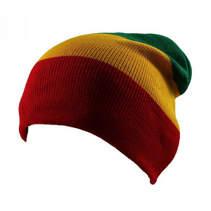 Jamaican Rasta Hat Multi-colour Striped Slouchy Beanie Gorro reggae free rasta hat crochet pattern beanie cap